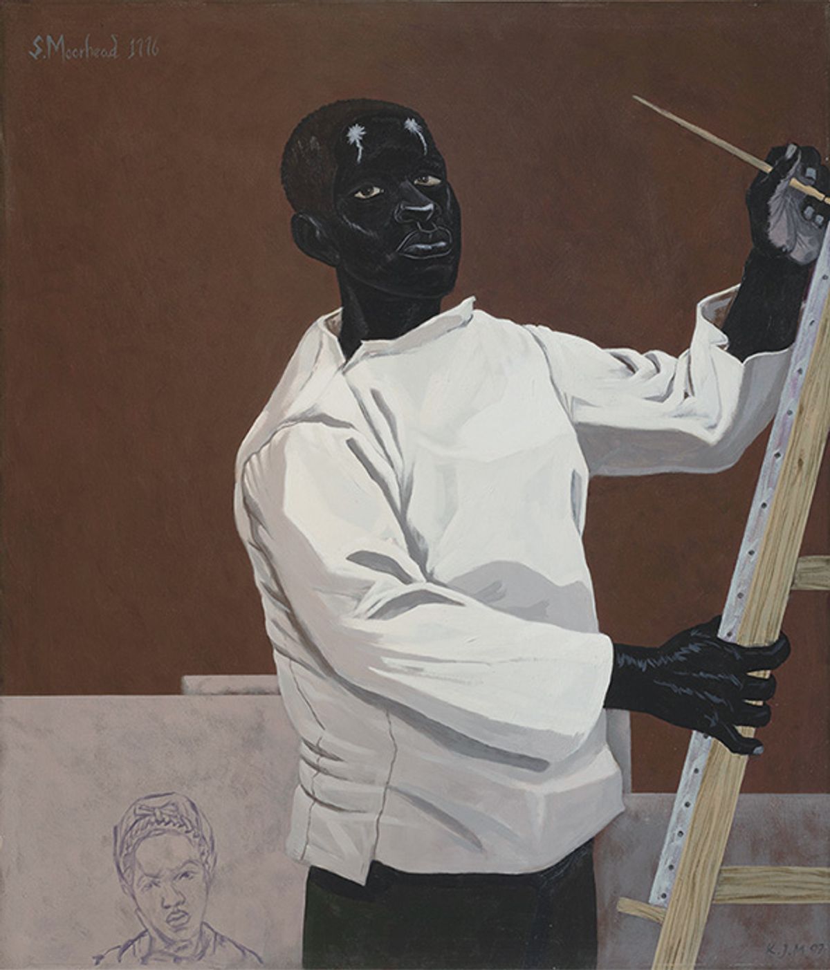 Kerry James Marshall’s Scipio Moorhead, Portrait of Himself, 1776 (2007) is a tribute to the enslaved African American artist whose work has not survived
Photo: James Prinz Photography; © Kerry James Marshall; courtesy of the artist and Jack Shainman Gallery, New York