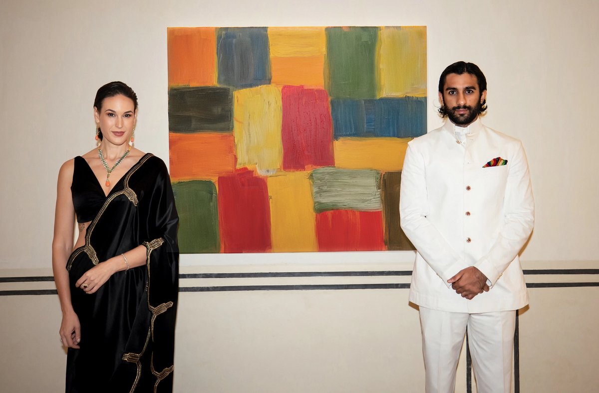 Co-founders of the Jaipur Centre for Art, the art adviser Noelle Kadar and Padmanabh Singh, the head of the former royal family of Jaipur Photo: Gourab Ganguly