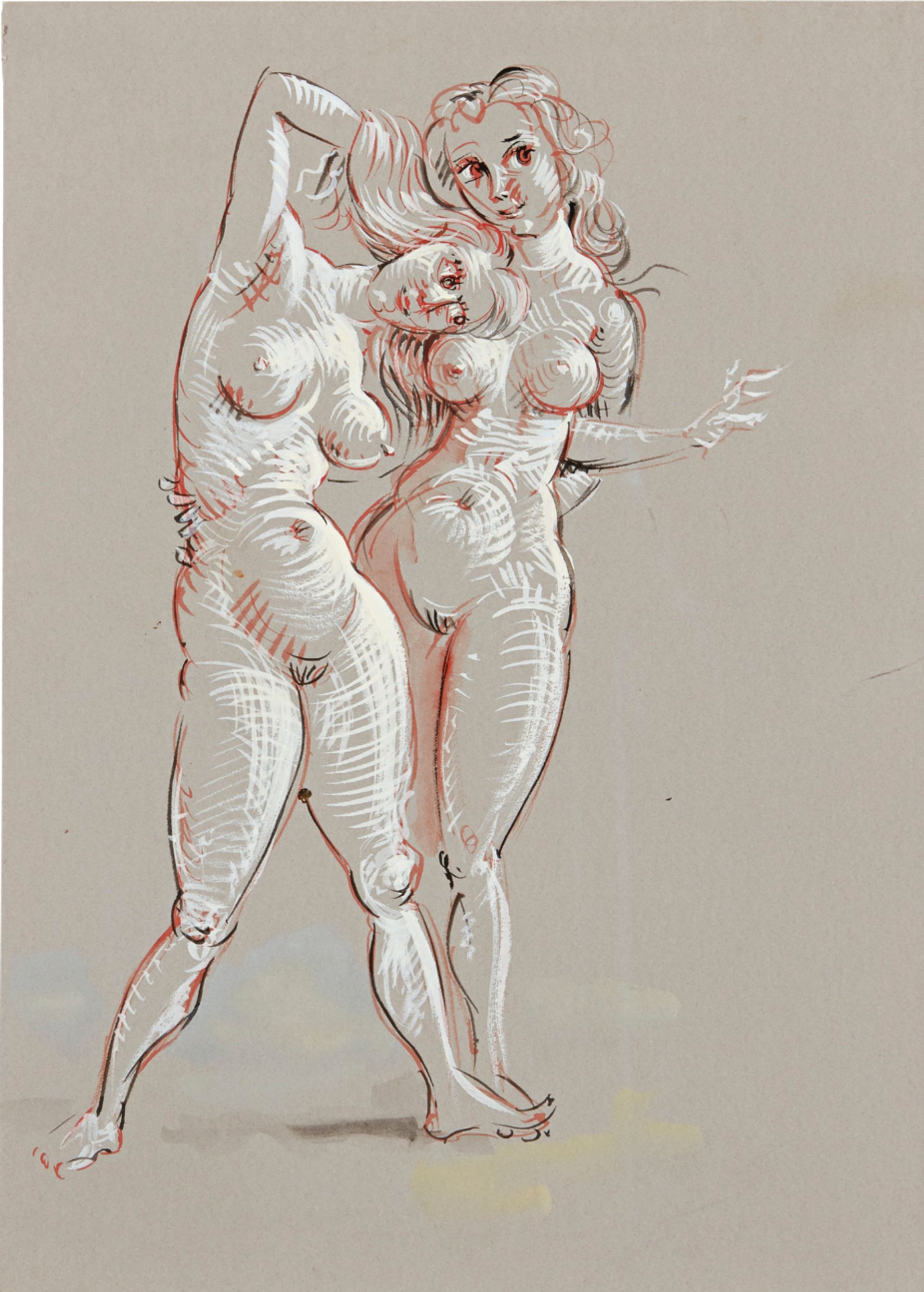 John Currin's Friends (1998) is one of two works from the collection of David Teiger annotated with the curvaceous M Courtesy of Sotheby's
