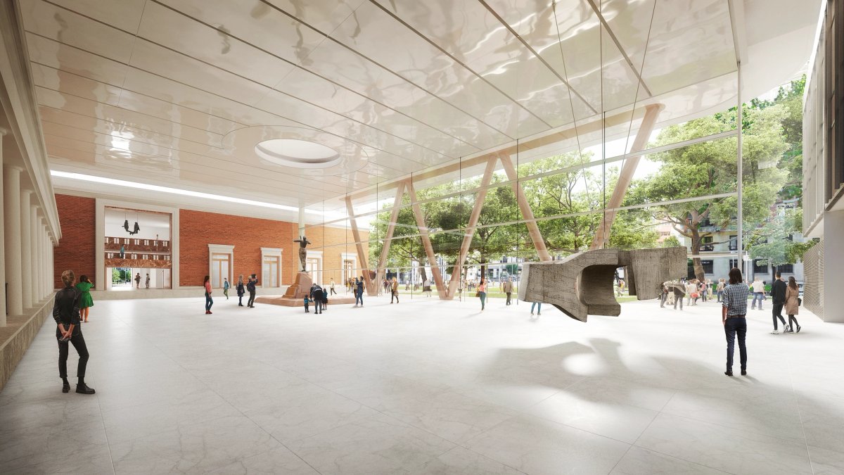 The experience of entering the Museo de Bellas Artes will be transformed by a new 1,000 sq. m light-drenched atrium © UTE Foster + Partners Ltd / LM Uriarte Arkitektura S.L.P