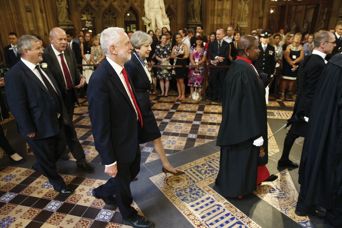 The Labour leader, Jeremy Corbyn, and the UK’s prime minister, Theresa May © Rex/Shutterstock
