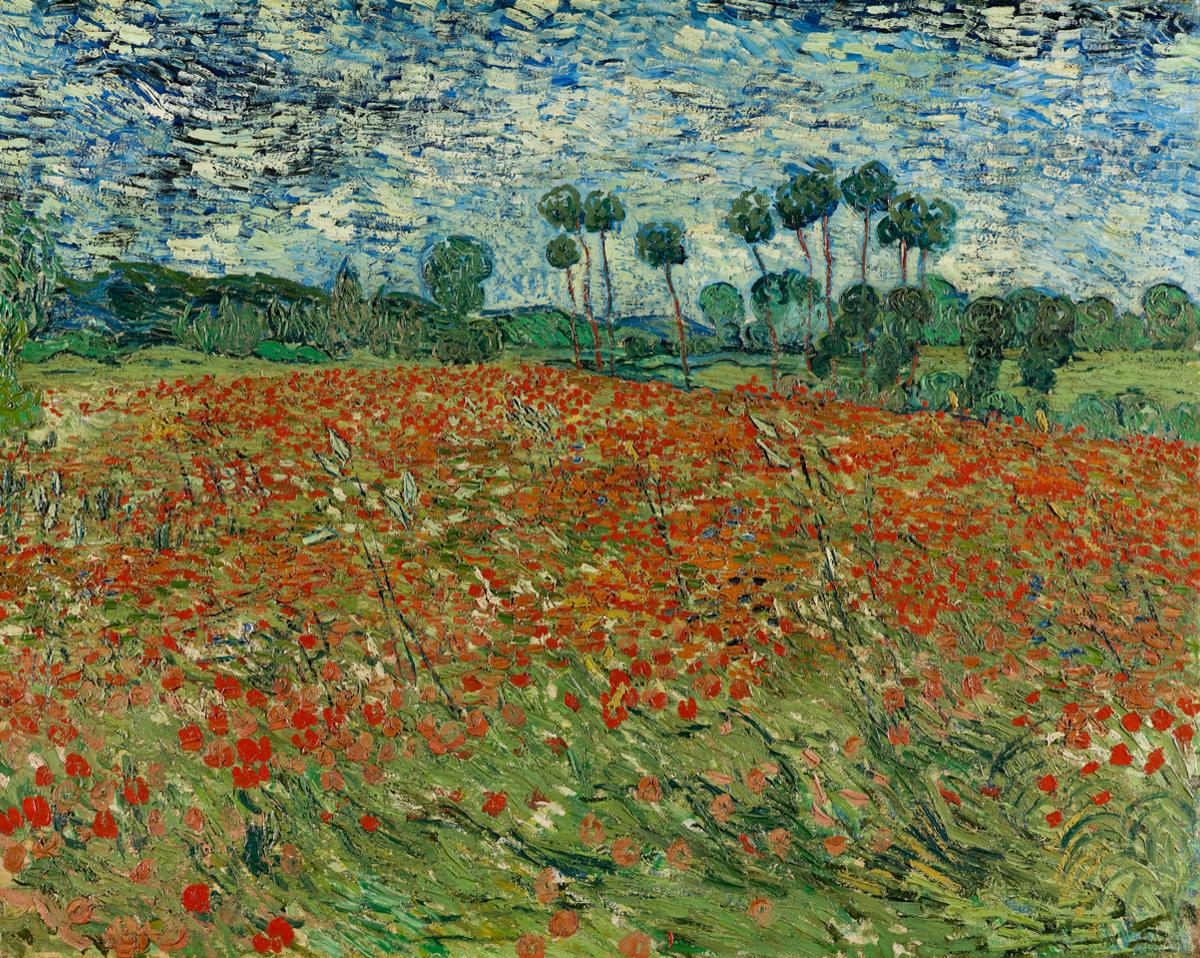 Van Gogh’s Poppy Field (June 1890) was one of the works included in the students’ exhibition, now in How Van Gogh came to Groningen (until 5 May 2025) Kunstmuseum The Hague, on loan from Cultural Heritage Agency of the Netherlands