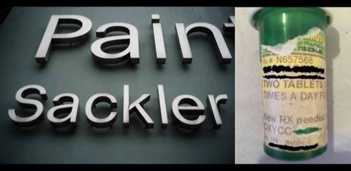 Nan Goldin, Pain/Sackler, Royal College of Art, London (2017) and Oxy Script (2017) Nan Goldin, instagram.com/sacklerpain