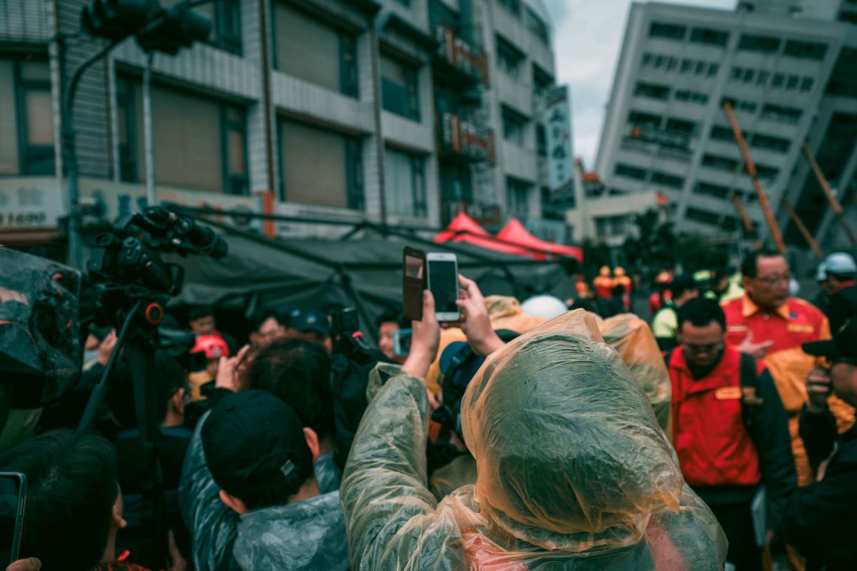 Lo Shih-Pin's video The Post—quake (2019) on show at Moca Taipei documents the collapse of the Yun Men Tsui Ti Building during the earthquake that hit Taiwan in 2018 © the artist