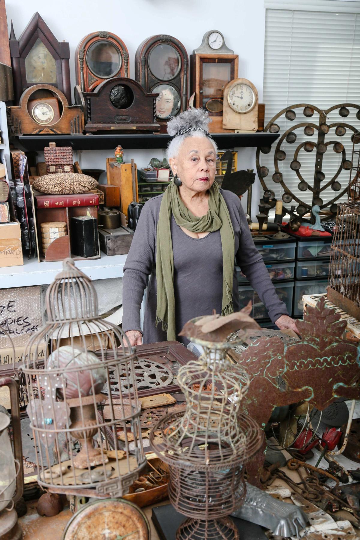 Betye Saar in her Los Angeles studio in 2015 Photo: Ashley Walker; courtesy of the artist and Roberts Projects, Los Angeles