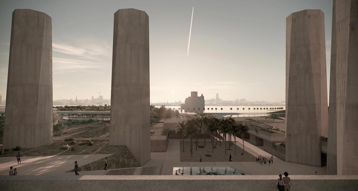 A rendering of the view from the South entrance of the Art Mill Museum © Qatar Museums