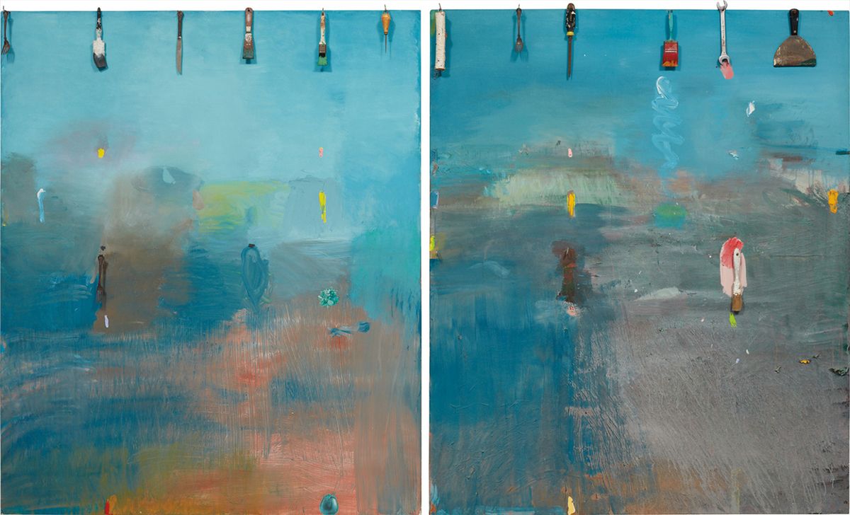 Jim Dine's diptych Harry Mathews Skis the Vercour (1973) has been donated to the Rose Art Museum Sotheby's