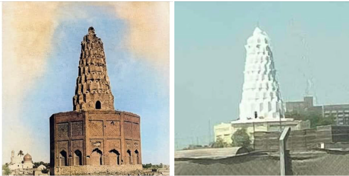 The mosque and mausoleum, where Zumurrud Khatun herself is buried, before and after the restoration work

Photo: Yasir Mutlag Aljibury / Facebook