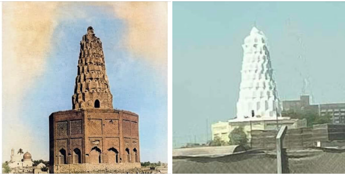 The mosque and mausoleum, where Zumurrud Khatun herself is buried, before and after the restoration work
Photo: Yasir Mutlag Aljibury / Facebook