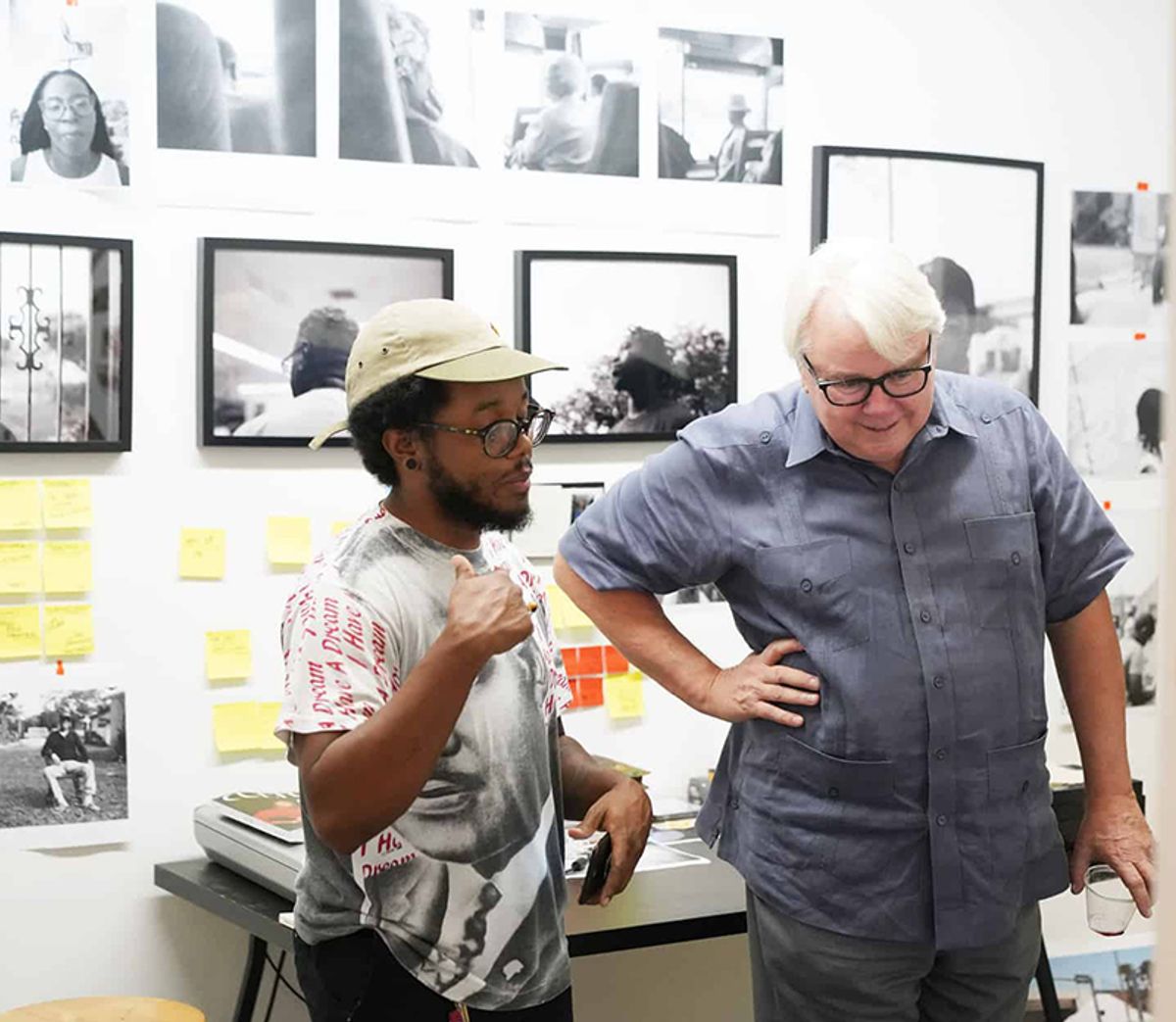 The Oolite Arts resident and Miami photographer Terence Price speaks with Dennis Scholl, the organisation's president and chief executive Photo: Red Eye