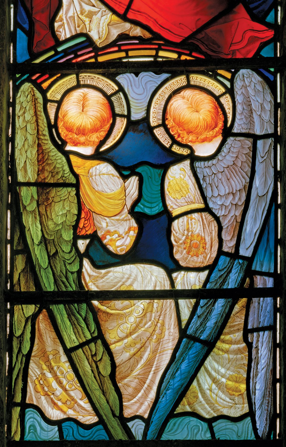 Typically fine: detail from Te Deum window, St Mary and All Saints, Plymstock, Devon, by J.W. Brown for Fouracre & Watson (around 1888) Courtesy of the artist; Photo: Alastair Carew-Cox