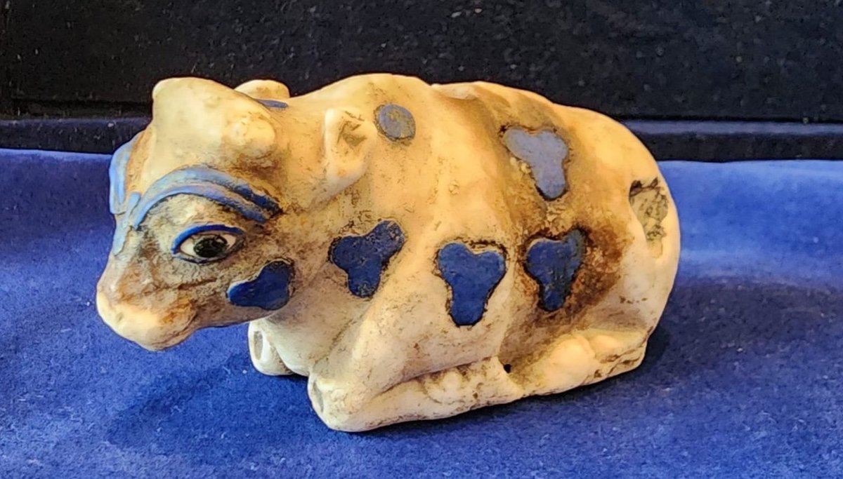 An ancient alabaster sculpture of a bull that was recently returned to Iraqi officials Iraqi Embassy in Washington