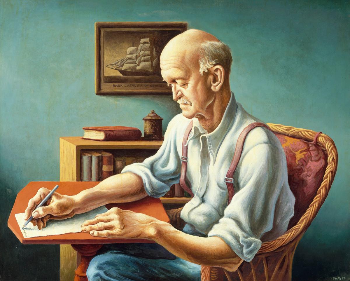 Thomas Hart Benton, New England Editor (1946) The Hayden Collection—Charles Henry Hayden Fund Art, T.H. Benton and R.P. Benton Testamentary Trusts/UMB Bank Trustee/Licensed by VAGA, New York, NY. Photo: Museum of Fine Arts, Boston