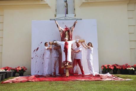  Gore, guts and gongs: Hermann Nitsch’s six-day 'orgiastic mystery theatre' restaged at his country castle near Vienna 
