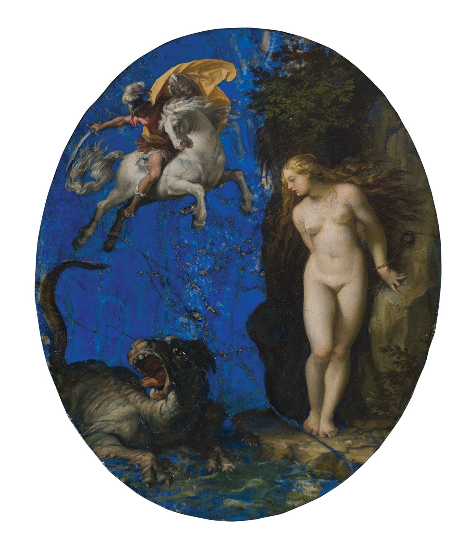 Giuseppe Cesari’s Perseus Rescuing Andromeda (around 1593-94) is painted on lapis lazuli Saint Louis Art Museum