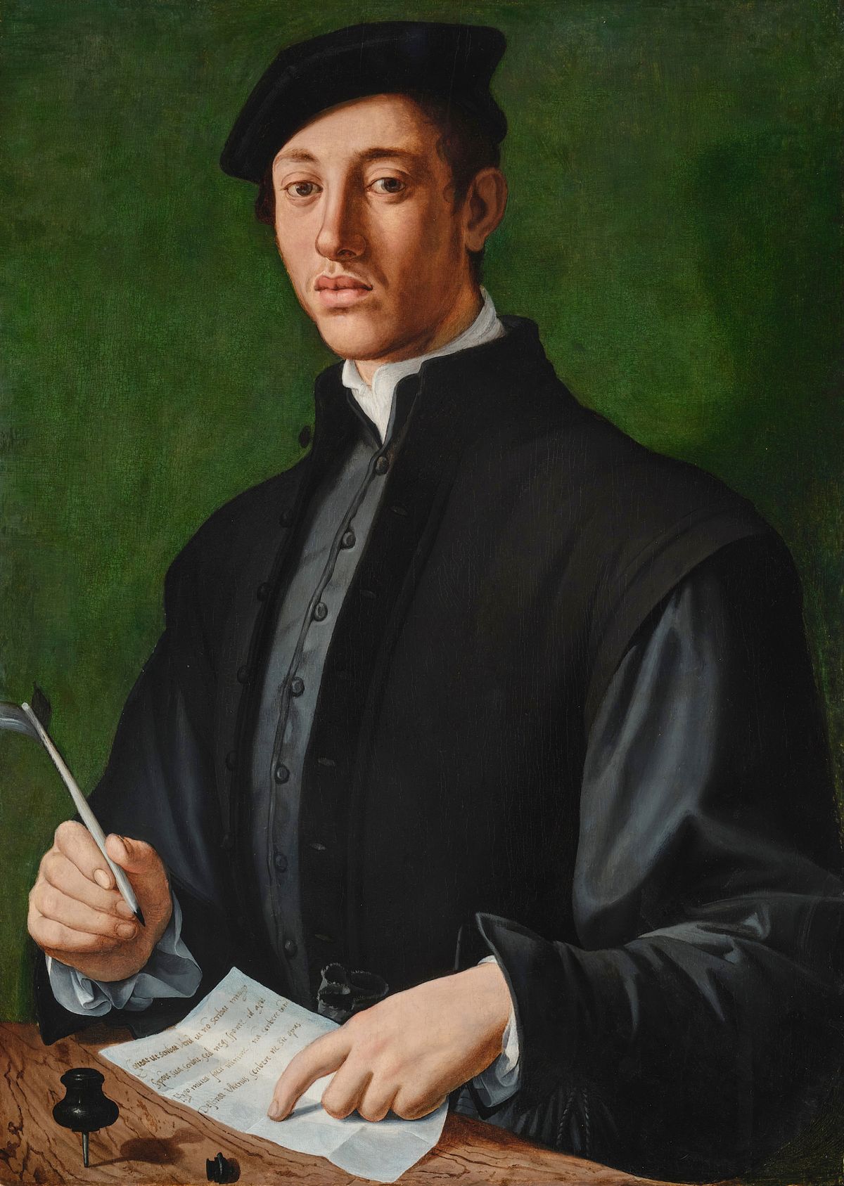 Agnolo di Cosimo, called Bronzino, Portrait of A Man, Facing Left, With A Quill and a Sheet of Paper, Possibly A Self-Portrait of The Artist Courtesy Sotheby's