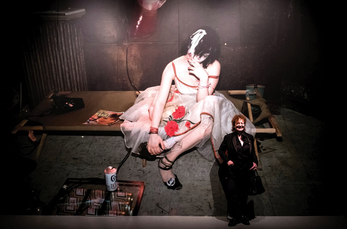 Nan Goldin in front of Trixie on the Cot (1979) from her series The Ballad of Sexual Dependency Photo by Nicola Marfisi/AGF/REX/Shutterstock