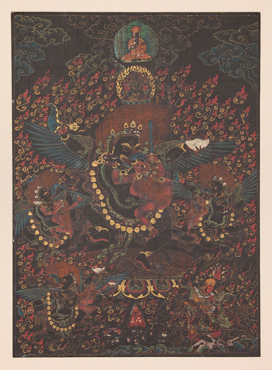 A pigment on cloth Raven-Headed Mahakala from Bhutan (around early-mid 19th century) Rubin  Museum of Art