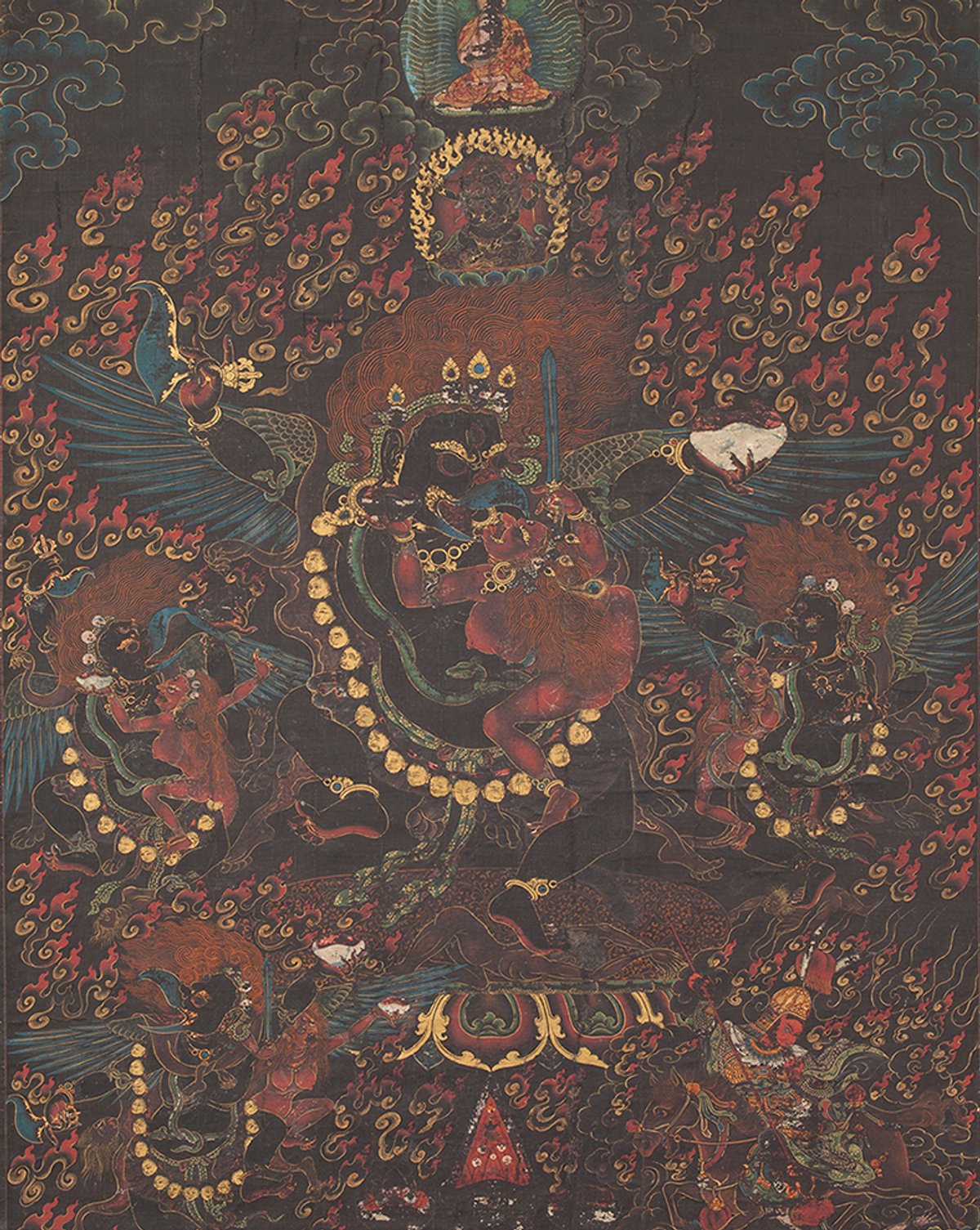 A pigment on cloth Raven-Headed Mahakala from Bhutan (around early-mid 19th century) Rubin Museum of Art
