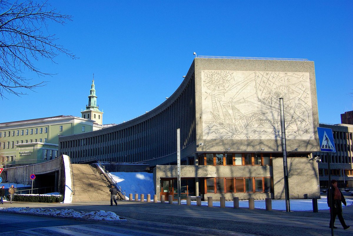 The brutalist Y-Block features a Pablo Picasso-designed mural on its façade