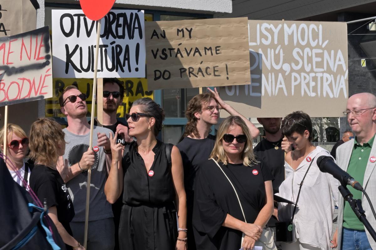 Participants at the "Cultural Strike" press conference photo: Eli Šufliarska