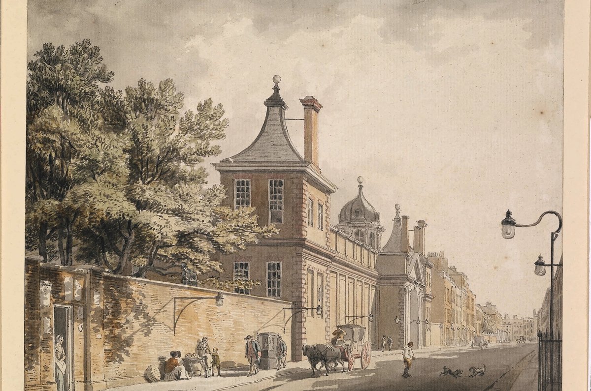 Michael Angelo Rooker’s 1778 drawing of the gateway of Montagu House, the first site of the British Museum © The Trustees of the British Museum