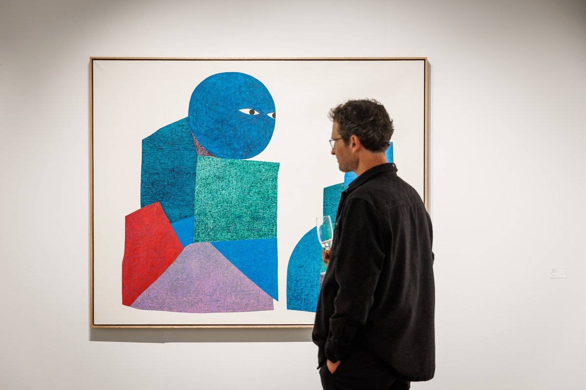 A visitor to the gala preview of the Fog Design+Art fair's 2026 edition Photo by Drew Altizer Photography