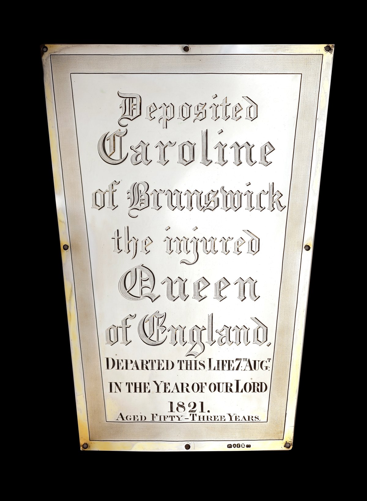 Queen Caroline's 1821 Coffin Plate
Courtesy Martyn Downer
