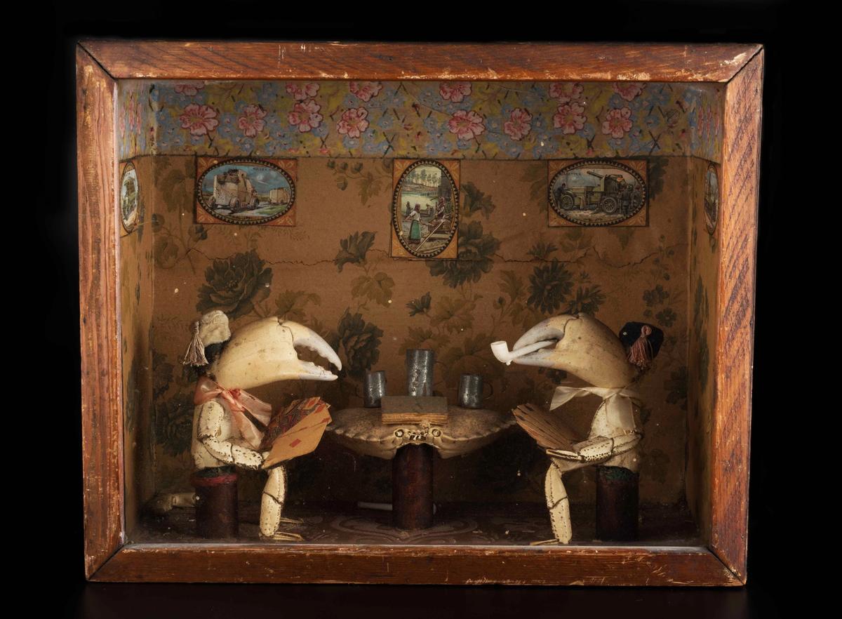 Victorian handmade models of figures playing cards made from crab’s legs and claws Courtesy of York Castle Museum