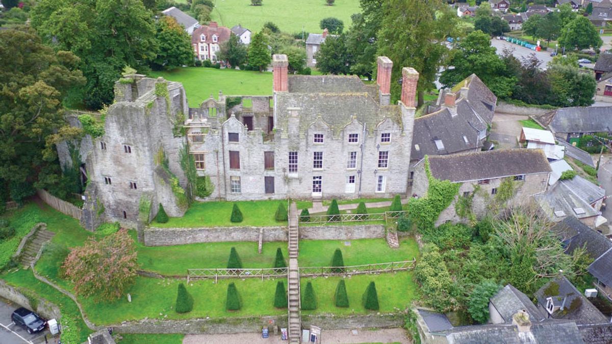 Hay Castle in 2017, before much-needed renovation work began on the Norman keep and Jacobean manor house. The site opens this month to coincide with Hay Festival © Hay Castle Trust
