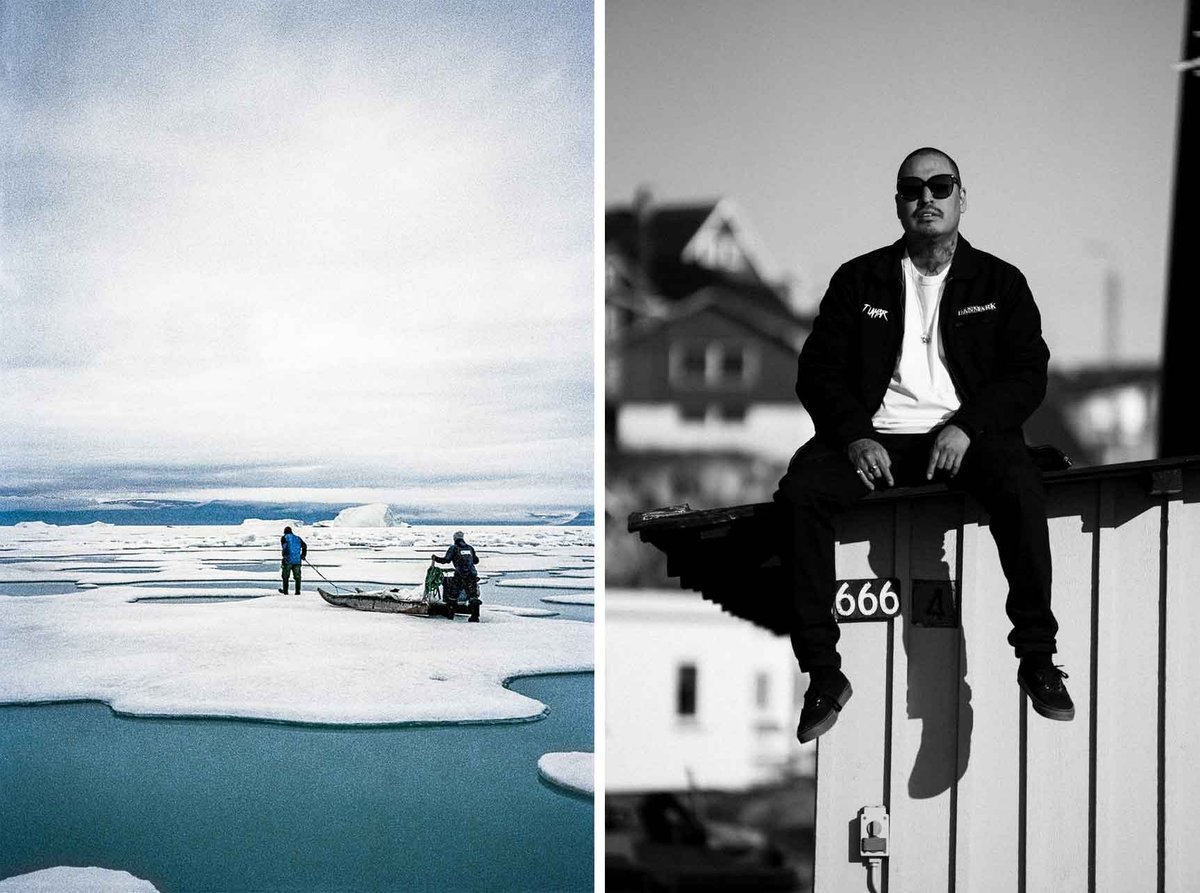 Left: Image from Inuuteq Storch’s Soon Will Summer Be Over (2023). Right: Inuuteq Storch
Soon Will Summer Be Over: Courtesy of the artist and Wilson Saplana Gallery. Storch portrait: Kuutak Olsen