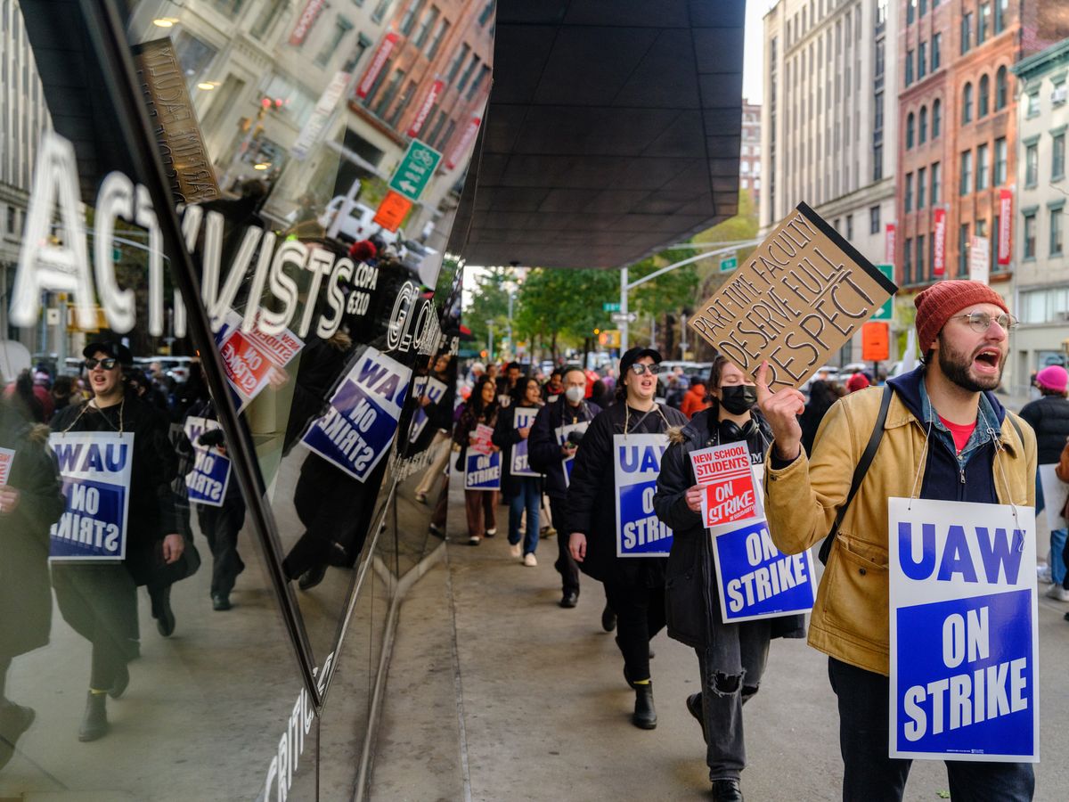 Striking part-time faculty at the New School and their supporters Photo by Matthew Spiegelman