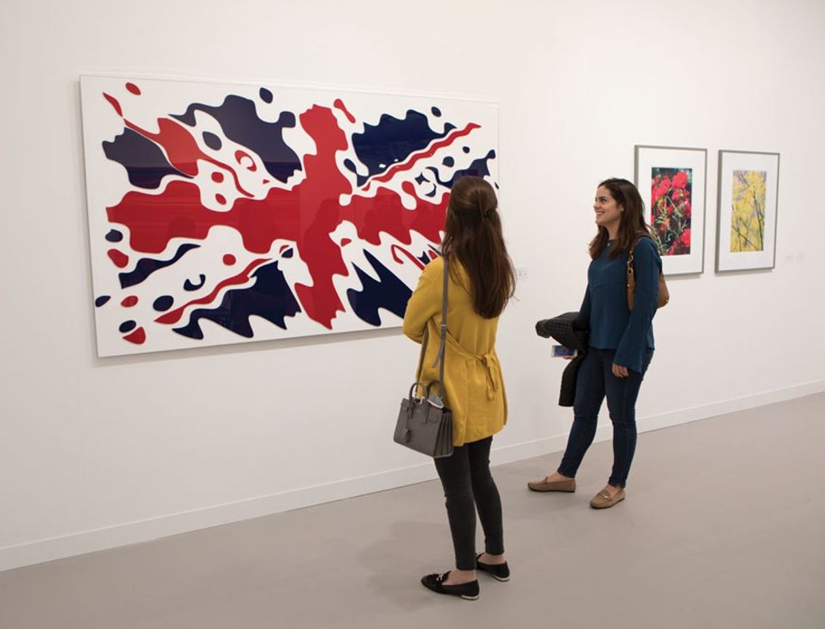 Raymond Hains’s Union Jack (2005), with Galerie Max Hetzler at Frieze London  2017 © David Owens