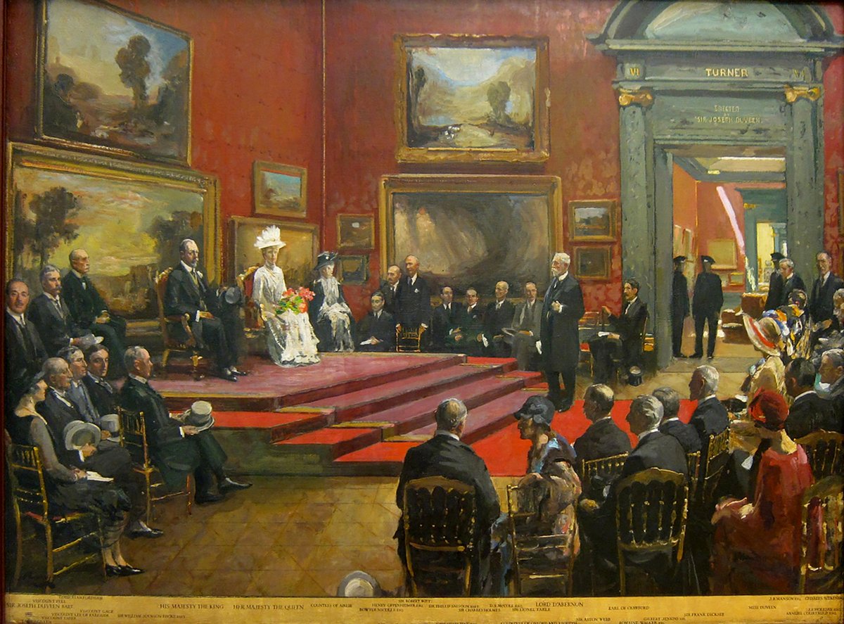 John Lavery’s King George V, Accompanied by Queen Mary, at the Opening of the Modern Foreign and Sargent Galleries at the Tate Gallery, 26 June 1926
Tate, London
