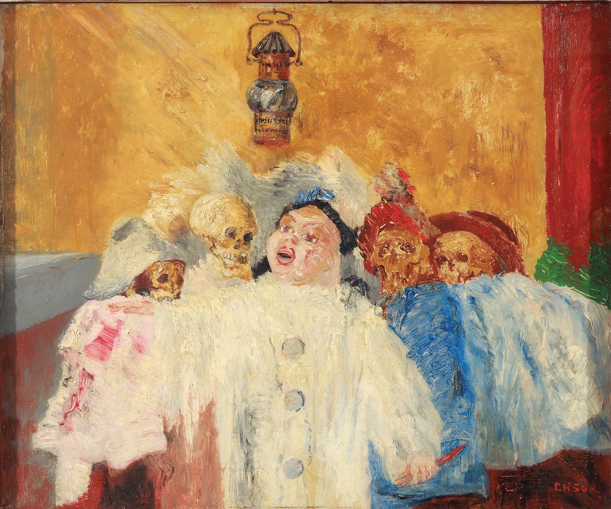 Demonic visions: James Ensor’s Pierrot and Skeletons (1905) is going on show at Bozar in Brussels Collection KBC Bank NV, Brussels