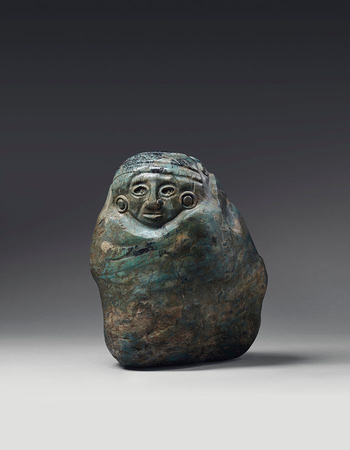 Aztec god carved in green and greyish blue polished jadeite (circa 1400-1521) from the Prigogine collection, estimated at €30,000 to €50,000 Courtesy of Christie's Images LTD
