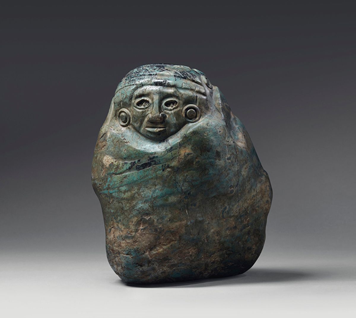 Aztec god carved in green and greyish blue polished jadeite (circa 1400-1521) from the Prigogine collection, estimated at €30,000 to €50,000 Courtesy of Christie's Images LTD