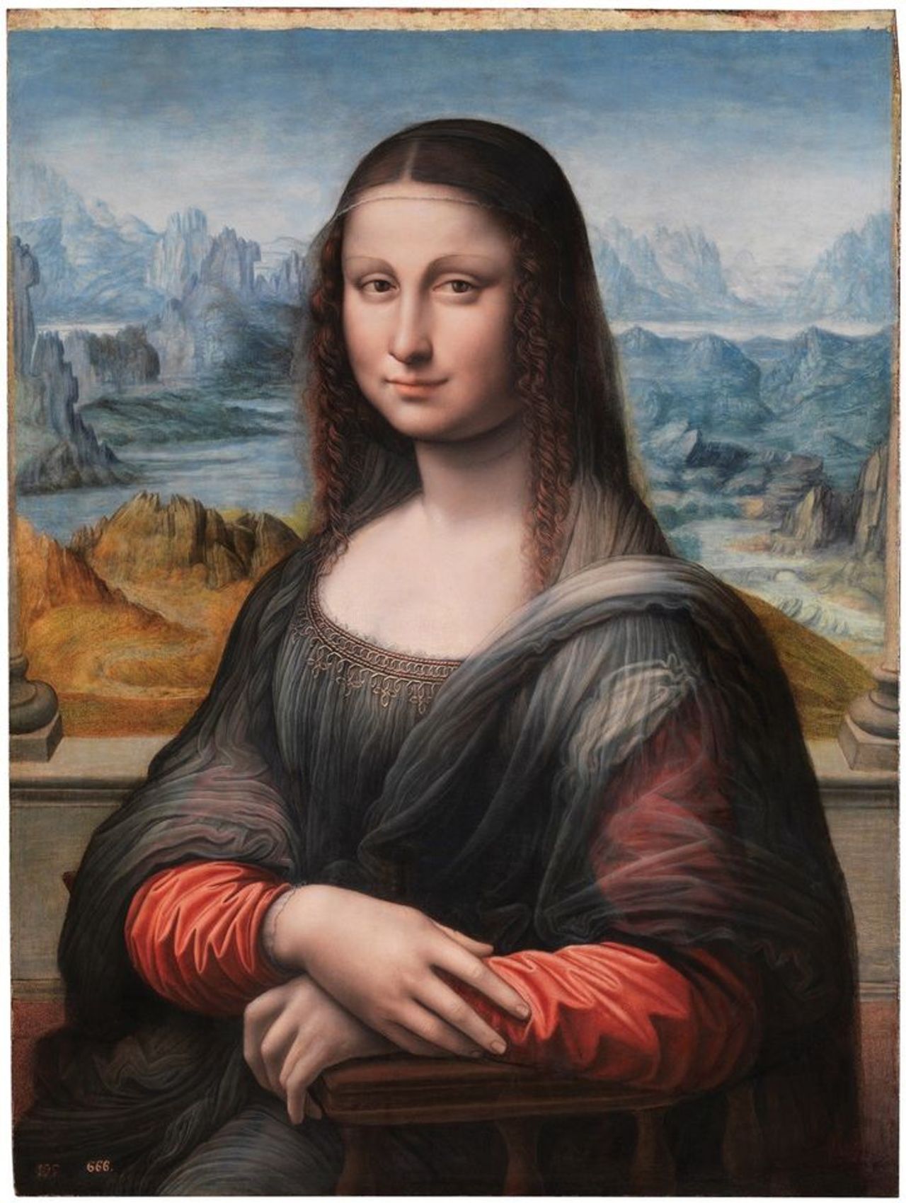 普拉多的蒙娜丽莎复制品，归于马德里普拉多博物馆提供的莱昂纳多（1507-1506）工作室