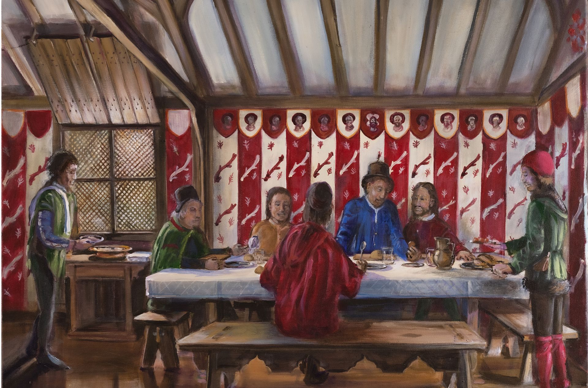 Painting by Dr Jonathan Foyle to depict how the Last Supper wall painting is believed to have looked in the mid-15th century at Shakespeare's Schoolroom & Guildhall Courtesy of Jonathan Foyle