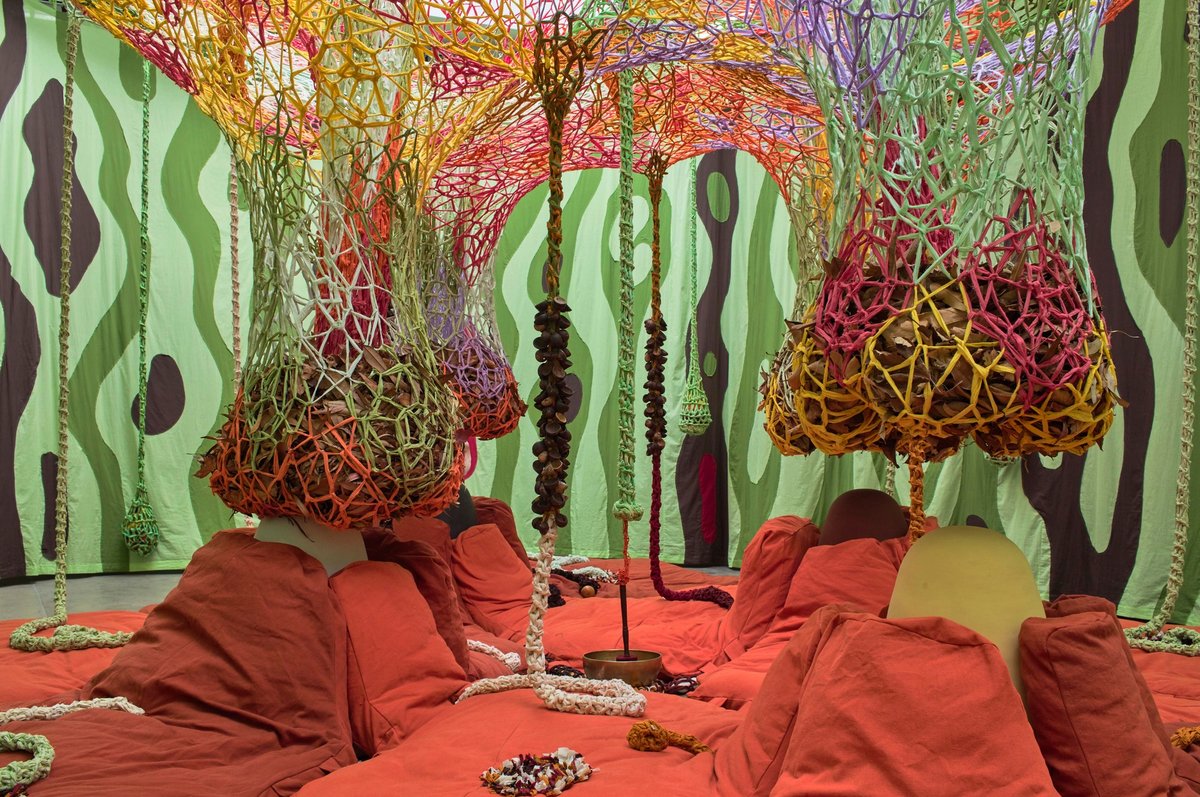 Ernesto Neto’s immersive, cocoon-like installation Children of the Earth (2019), at the Nevada Museum of Art, pays homage to the Amazon rainforest Photo: Flying Studio; courtesy of the artist and Tanya Bonakdar Gallery, New York