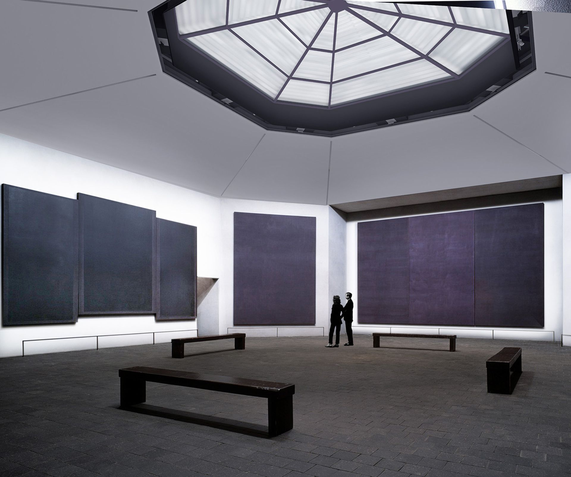 The interior of the Rothko Chapel in Houston © Architecture Research Office