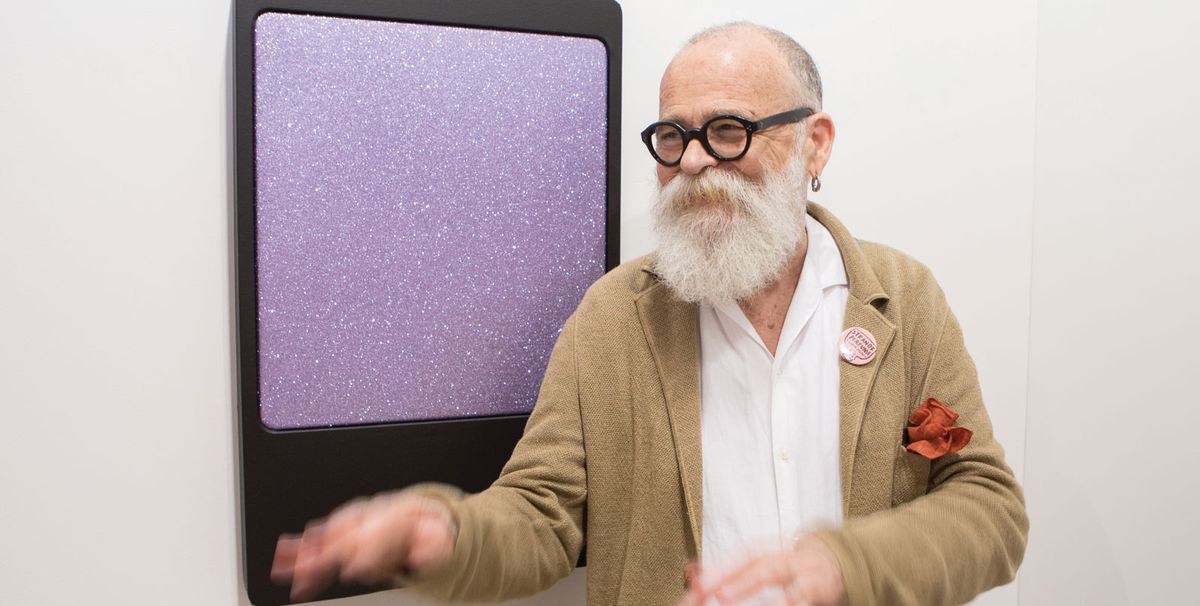 AA Bronson with Sylvie Fleury's Wet & Wild (Lavender) (2018) at Karma International © David Owens