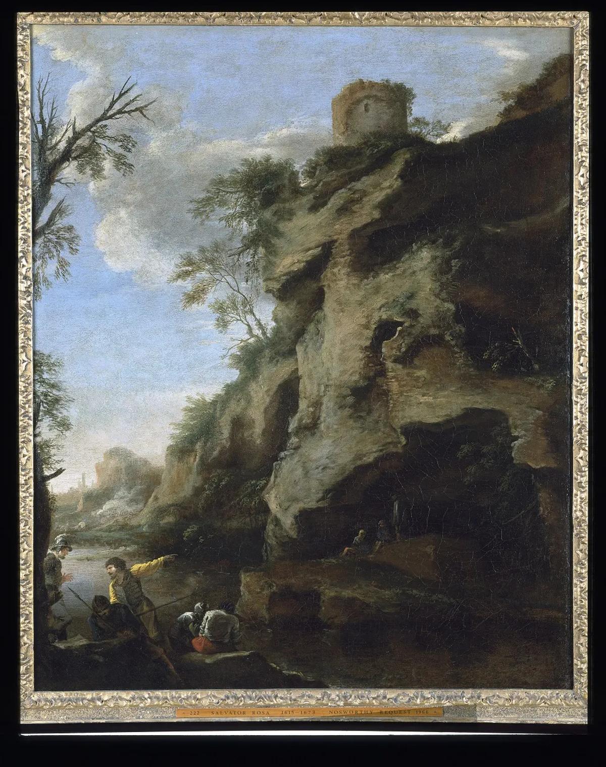 Salvator Rosa's A Rocky Coast, with Soldiers Studying a Plan (1640s) Christ Church Picture Gallery