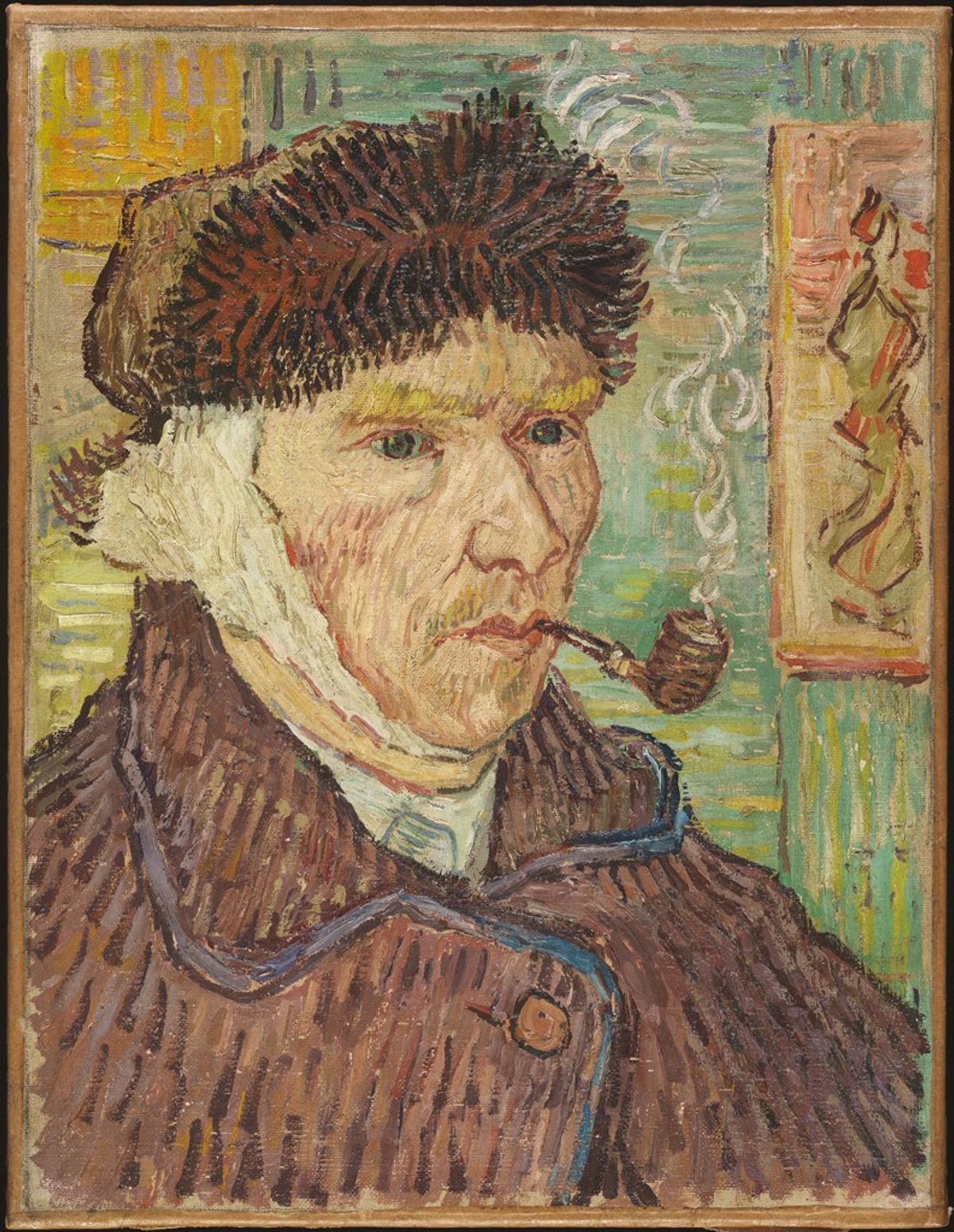 Self-portrait with a Bandaged Ear and Pipe, previously attributed to Vincent van Gogh, was a fake sold by the dealer Otto Wacker Harvard Art Museums/Fogg Museum, Bequest of Annie Swan Coburn