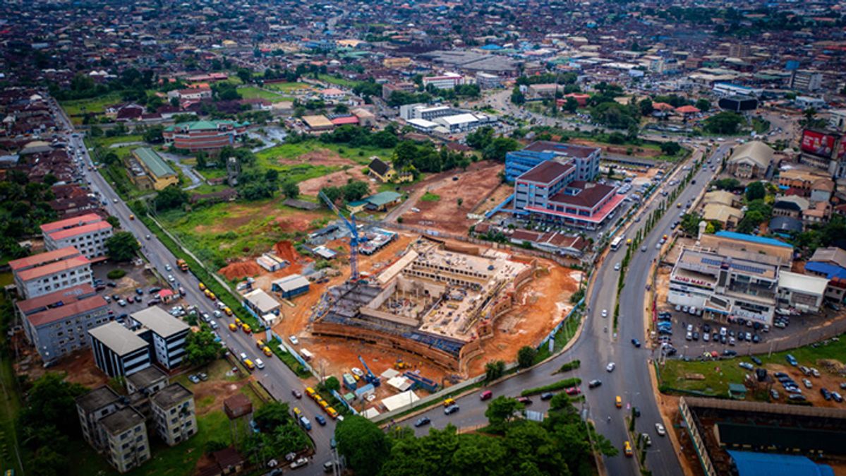 The MOWAA Institute under construction; the campus will eventually include a gallery, performance venue and science lab MOWAA Institute