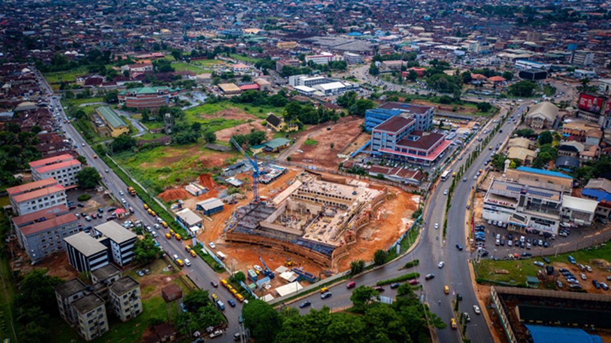 The MOWAA Institute under construction; the campus will eventually include a gallery, performance venue and science lab MOWAA Institute