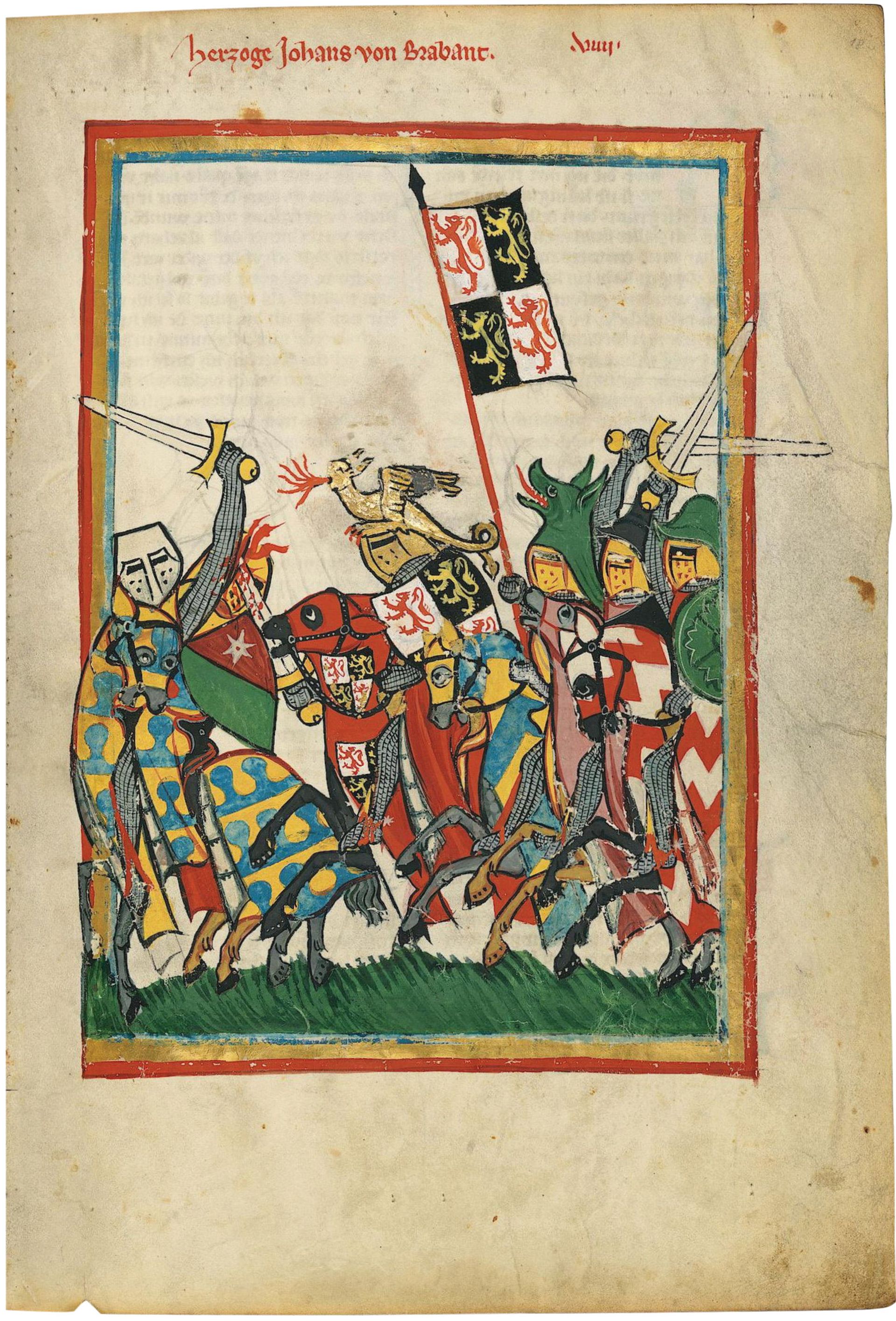 An illustration from the 14th-century Codex Manesse of John, Duke of Brabant, who was killed in a tournament at Bar in north-eastern France in 1294 Heidelberg University Library