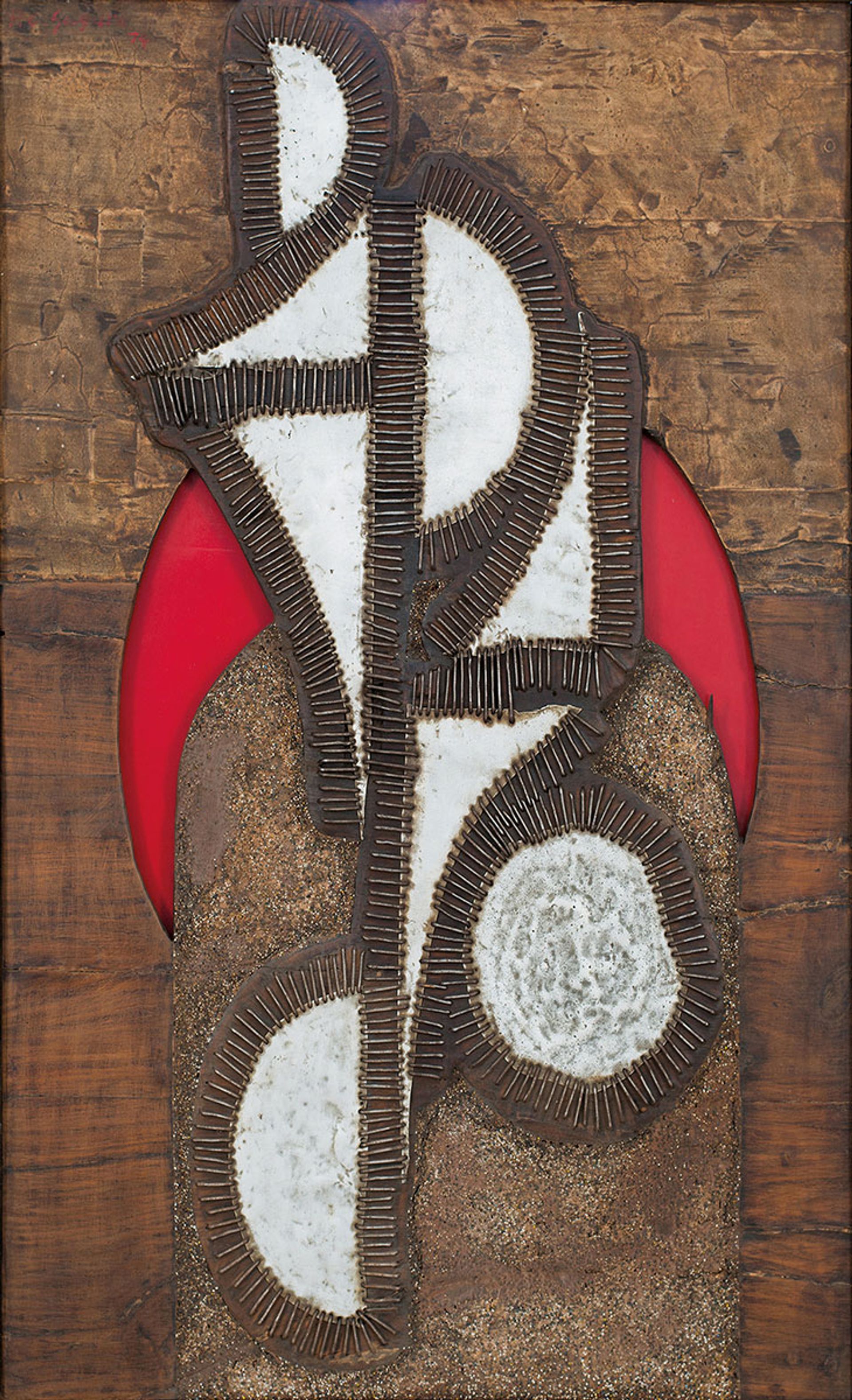 Sagara’s Untitled (1974) is a folk-inspired wood collage Akara Art