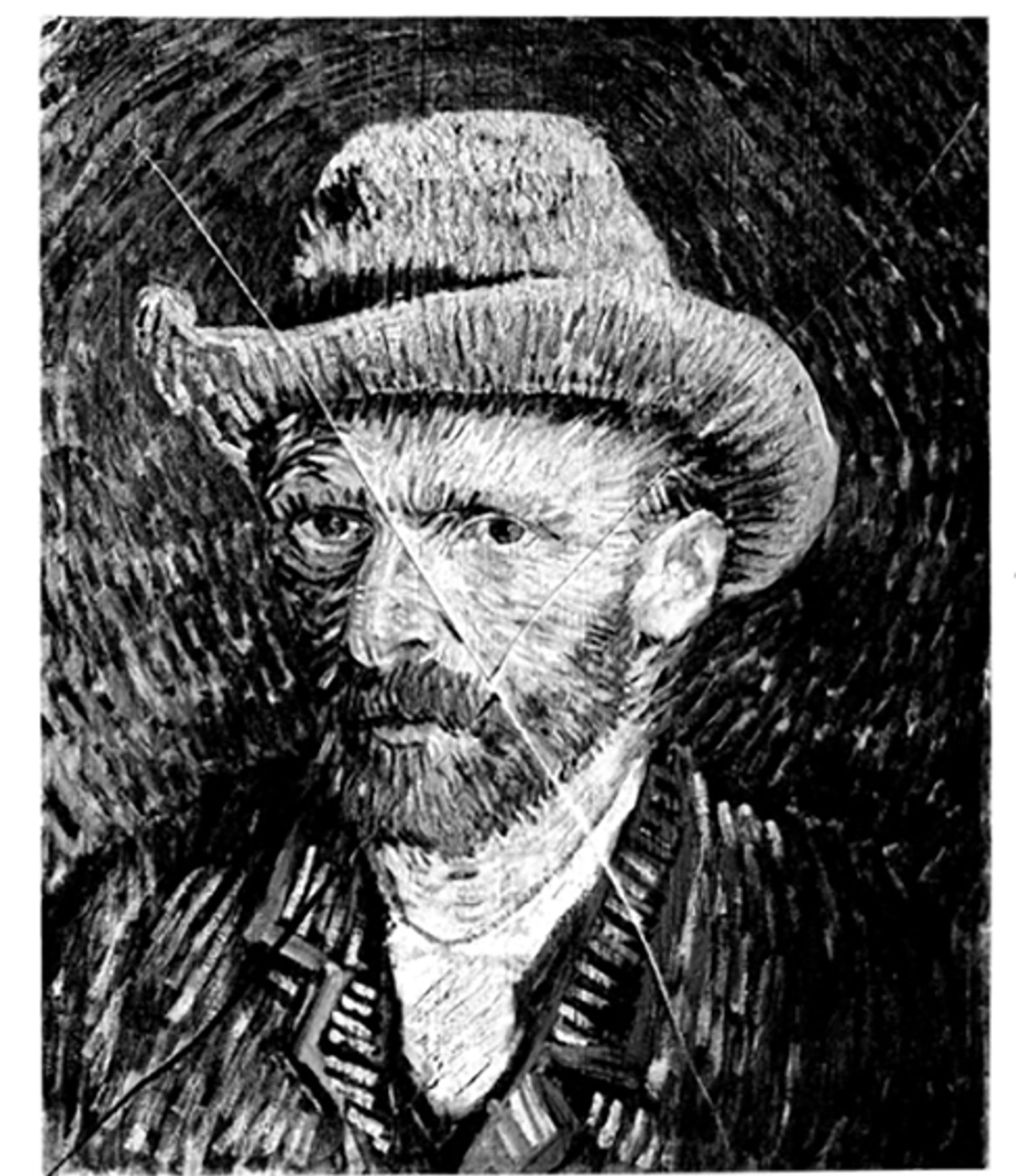 Self-portrait with grey felt Hat (September-October 1887), vandalised condition on 24 April 1978 Courtesy of Van Gogh Museum, Amsterdam
