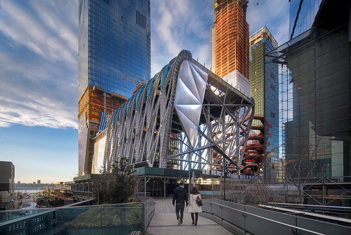 The Shed under construction as seen from the High Line, February 2018 Photo: Ed Lederman